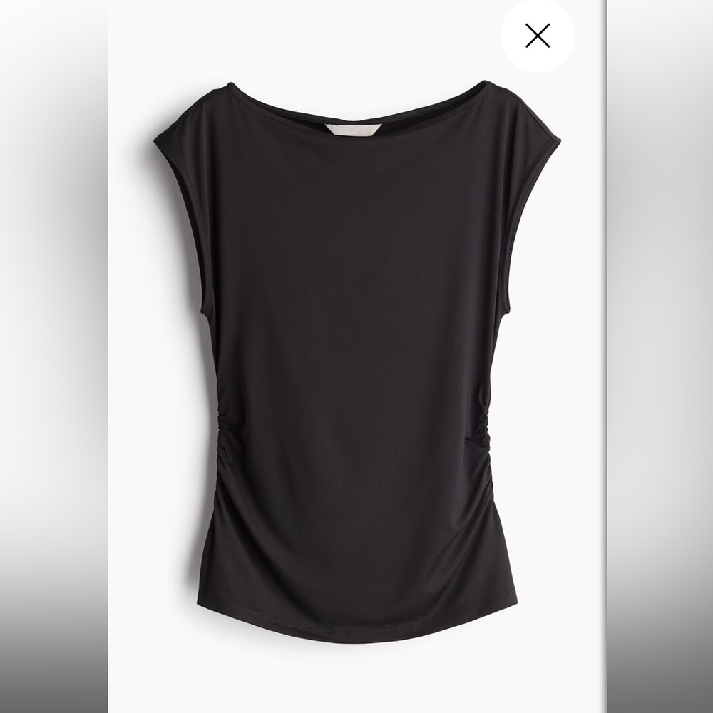 H&M BOAT-NECK TOP  | Black Sleeveless Tank Top